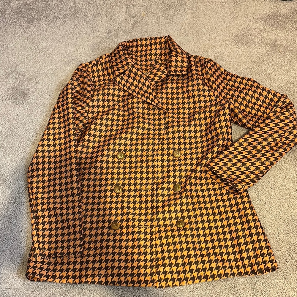 Women's Houndstooth Double-Breasted Jacket and Skirt Set